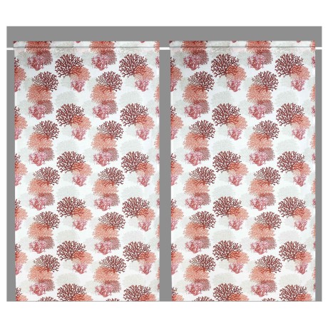 MODERNER Glasvorhang 45 oder 60 oder 80 breit RED CORALS Leinenmischung Made in Italy