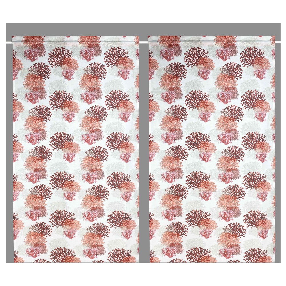 TENDINA vetro MODERNA larga 45 o 60 o 80 CORALLI ROSSO misto lino Made in Italy