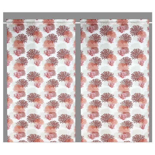 MODERN glass curtain 45 or 60 or 80 wide RED CORALS linen blend Made in Italy