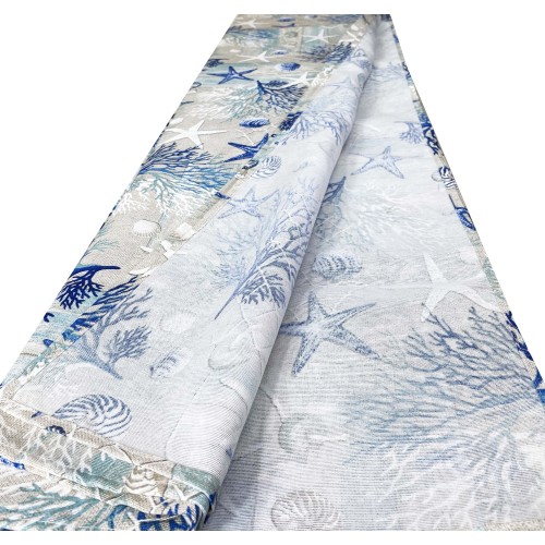 TENDA loneta mare MARINO coralli BLU cm. 150x280 MADE IN ITALY
