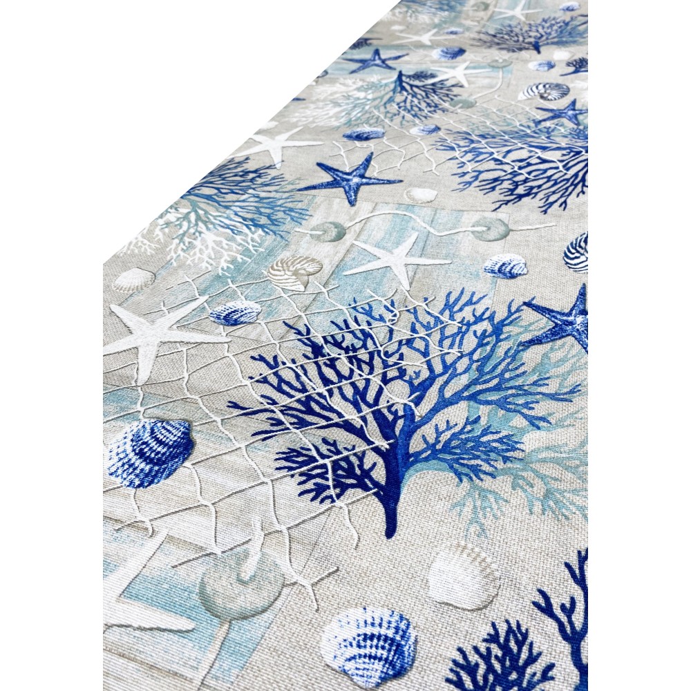 TENDA loneta mare MARINO coralli BLU cm. 150x280 MADE IN ITALY