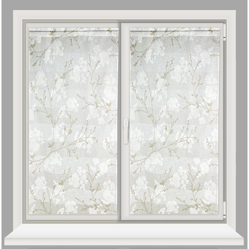 PAAR BOUCLÉ VORHANG OLINKA ECRU' GLAS mit LUREX
