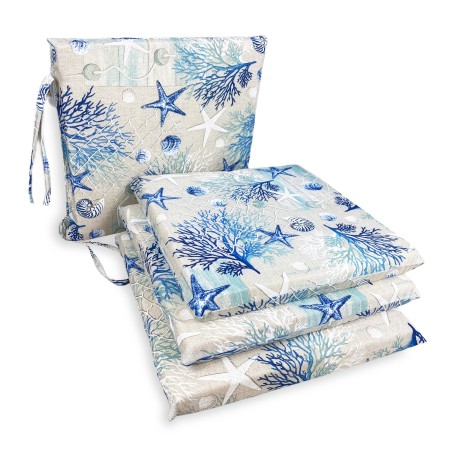 SOFT CHAIR COVER LONETA FABRIC SEA SEA CORALS BLUE CHAIR CUSHION