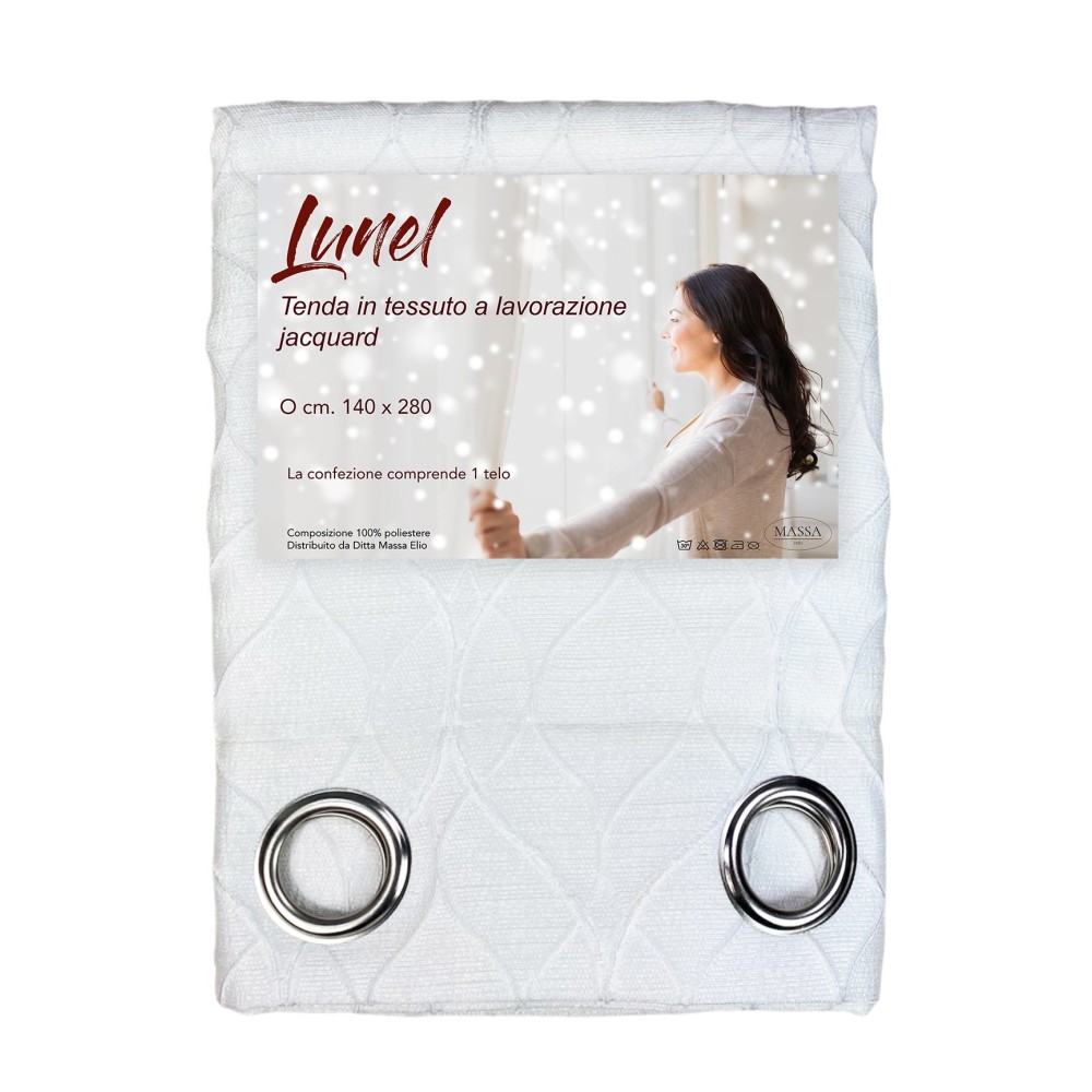 LUNEL VORHANG in Unifarbe WEISS cm. 140X280 UNDURCHSICHTIG VERPACKT
