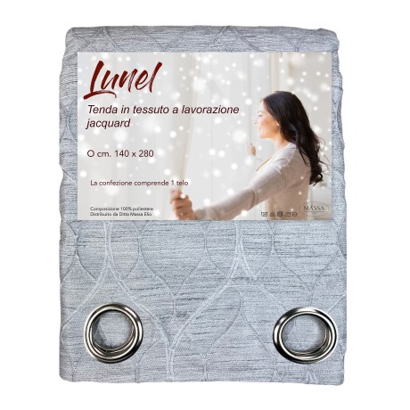 Cortina LUNEL en color liso GRIS cm. 140X280 OPACO EMPAQUETADO