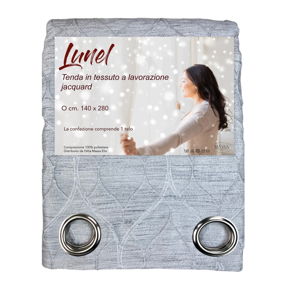 LUNEL CURTAIN in solid color GREY cm. 140X280 OPAQUE PACKAGED