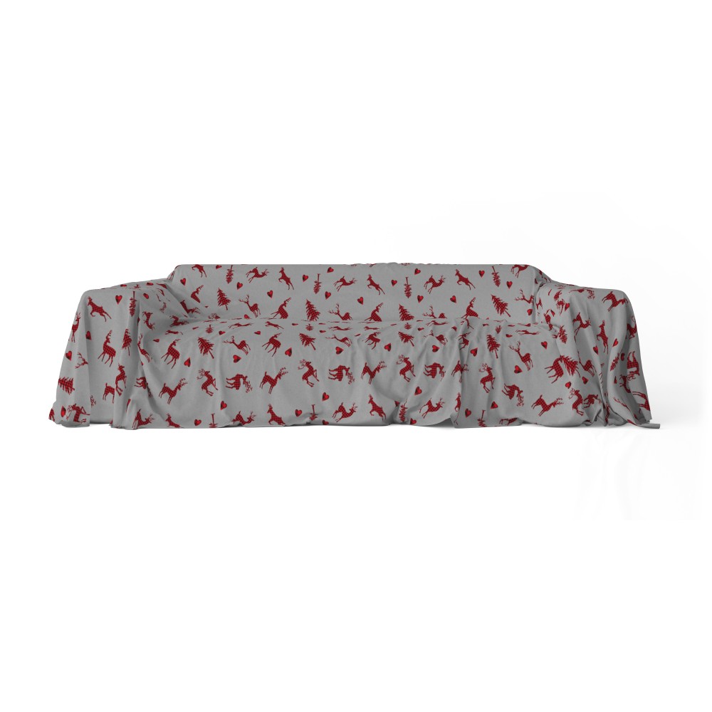 EINRICHTUNGSBEZUG Bezug GRAN SCARF TAGESDECKE Sofabezug Stoff DIGITY CERVI dunkelgrau aus reiner Baumwolle