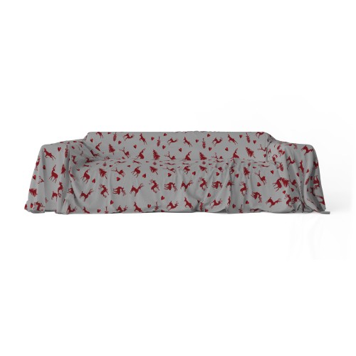 FUNDA DE DECORACIÓN FUNDA GRAN SCARF COLCHA FUNDA DE SOFÁ funda de sofá tela DIGITY CERVI gris oscuro en puro algodón
