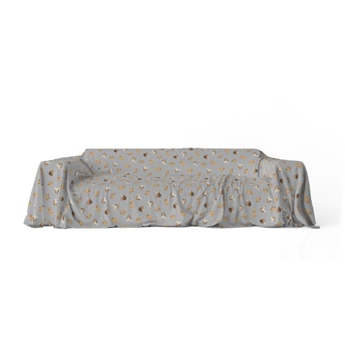 TELO ARREDO copritutto GRAN FOULARD COPRILETTO copridivano tessuto DIGITY CANI grigio scuro in puro cotone