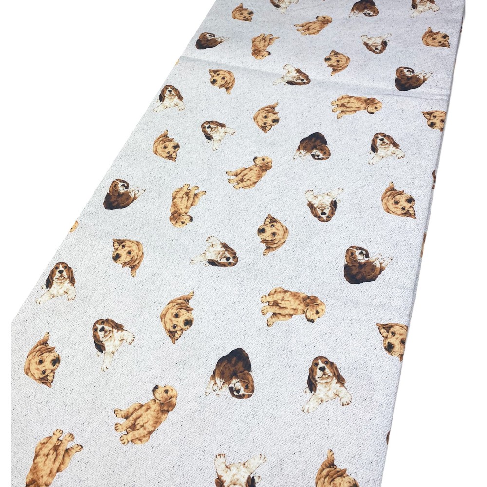 TELO ARREDO copritutto GRAN FOULARD COPRILETTO copridivano tessuto DIGITY CANI grigio chiaro in puro cotone