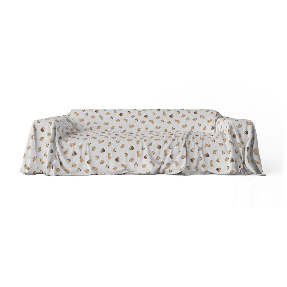 FURNISHING TOWEL cover GRAN SCARF BEDSPREAD sofa cover DIGITY CANI fabric light grey in pure cotton