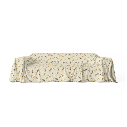 TELO ARREDO copritutto GRAN FOULARD COPRILETTO copridivano tessuto DIGITY GATTINI beige in puro cotone