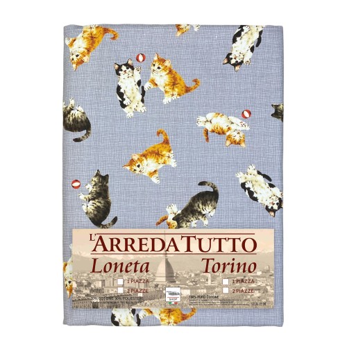 TELO ARREDO copritutto GRAN FOULARD COPRILETTO copridivano tessuto DIGITY GATTINI grigio in puro cotone
