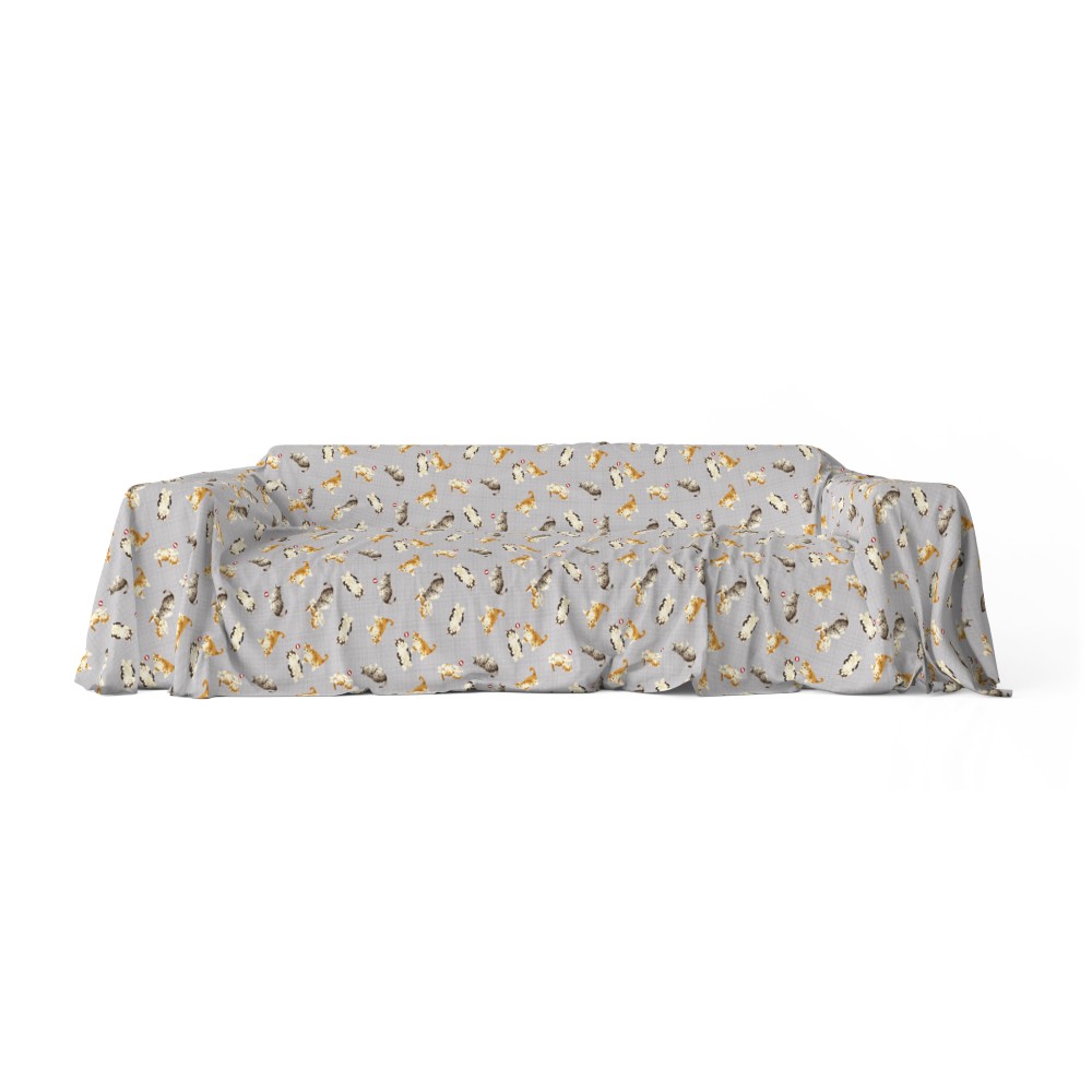 TELO ARREDO copritutto GRAN FOULARD COPRILETTO copridivano tessuto DIGITY GATTINI grigio in puro cotone