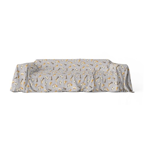 TELO ARREDO copritutto GRAN FOULARD COPRILETTO copridivano tessuto DIGITY GATTINI grigio in puro cotone
