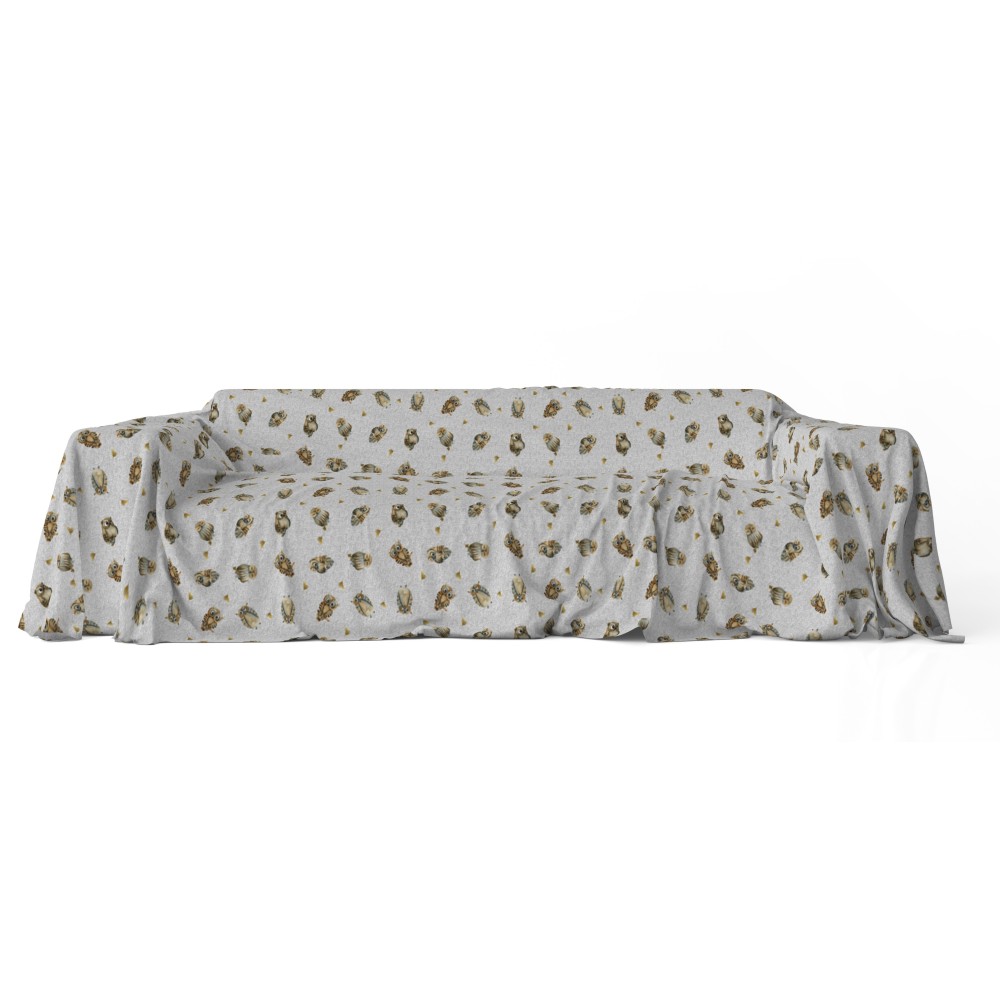FUNDA DE DECORACIÓN FUNDA GRAN SCARF COLCHA funda de sofá tela DIGITY GUFI gufetti gris en puro algodón