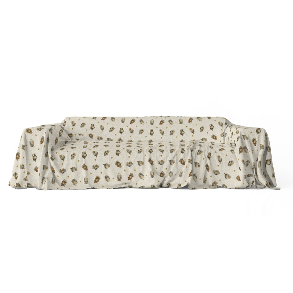 COUVERTURE DE SERVIETTE DE MEUBLES tous LES LITS DE GRAND FOULARDPREAD coverdivano tissu DIGITY OWLs gufetti beige en coton pur