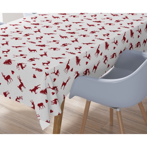 Light grey CERVI cotton TABLECLOTH
