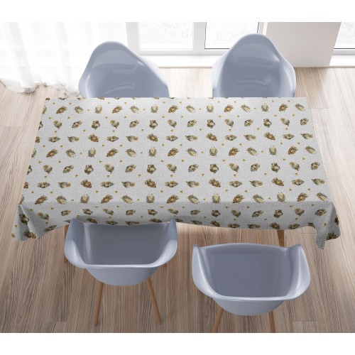 COTON TABLEcloth OWLs hiboux gris
