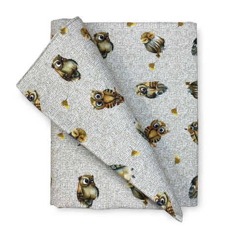 Cotton TABLECLOTH GUFI owls beige