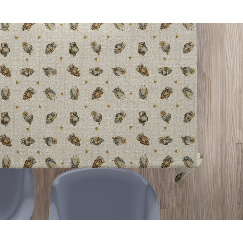 NAPPE EN COTON HIBOUX HIBOUX BEIGES
