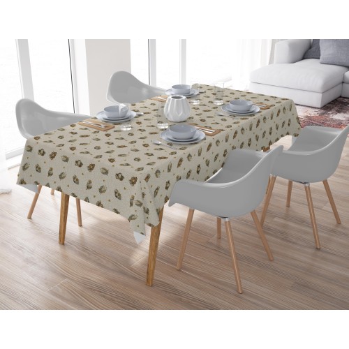 Mantel de algodón GUFI búhos beige