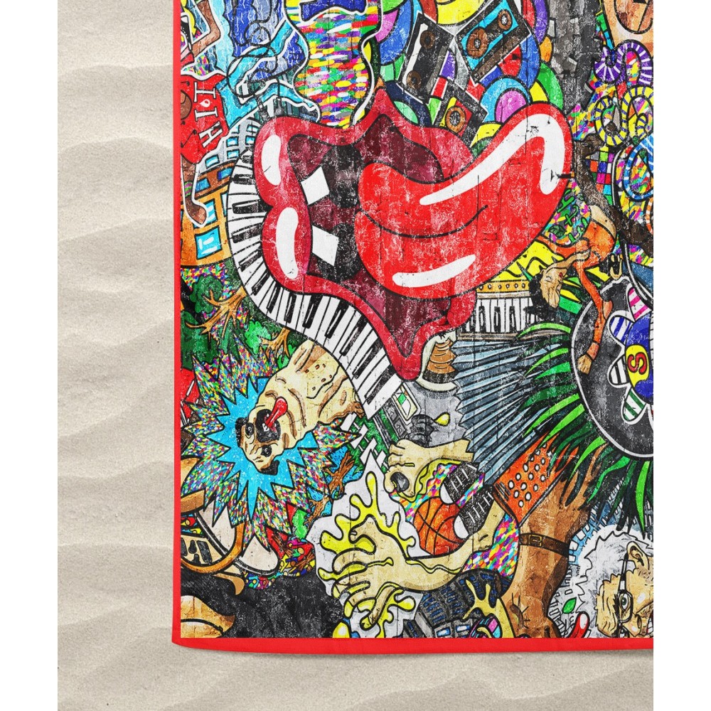 TOALLA DE PLAYA en rizo MURALES talla grande cm. 90 x 170