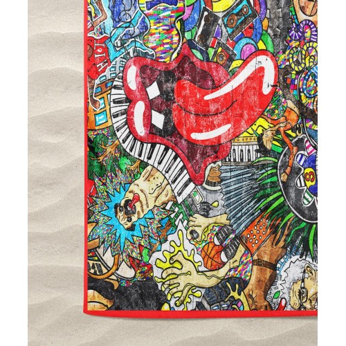 BEACH TOWEL in terry MURALES size large cm. 90 X 170
