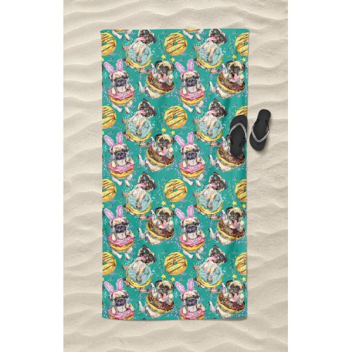 TELO MARE in spugna DONUTS DOG misura grande cm. 90 X 170