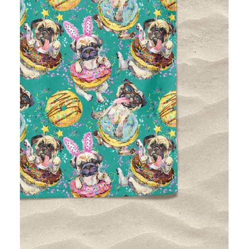 TELO MARE in spugna DONUTS DOG misura grande cm. 90 X 170