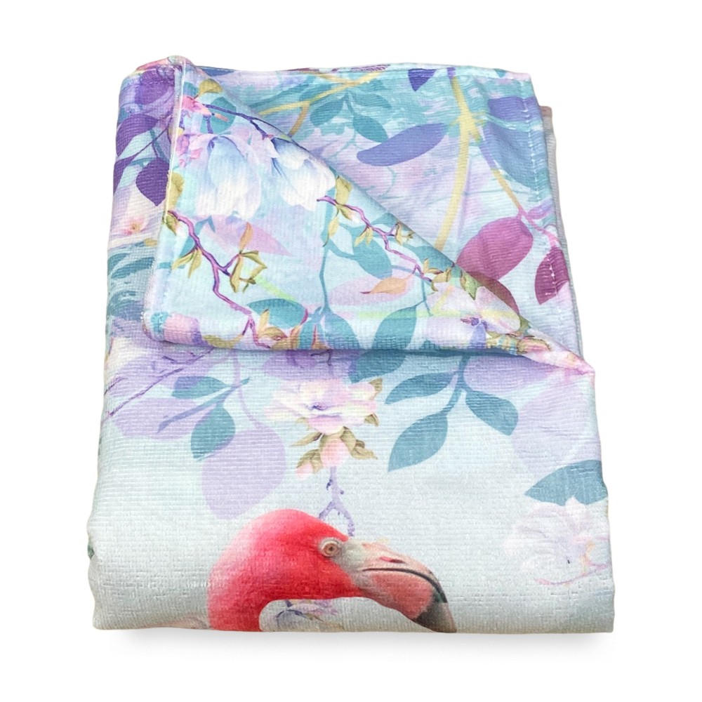 BEACH TOWEL in PAINTED SPONGE FENICOPTERA size large cm. 90 X 170