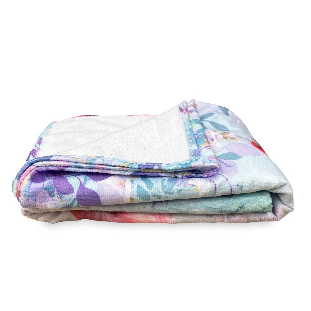 BEACH TOWEL in PAINTED SPONGE FENICOPTERA size large cm. 90 X 170