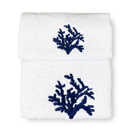 Juego de toallas de puro algodón CORAL BLUE Made in Italy 2
