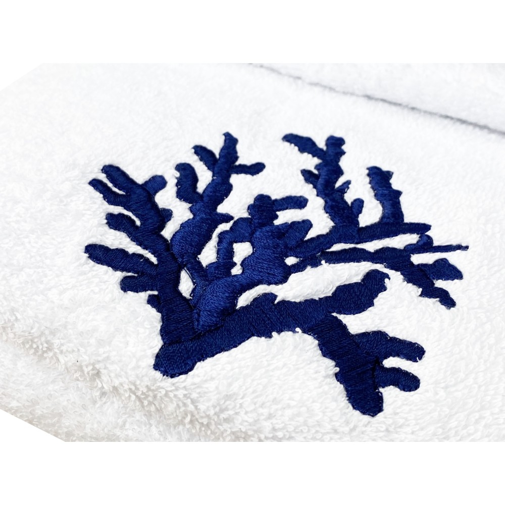 SET serviettes CORALLO BLU coton pur Made in Italy