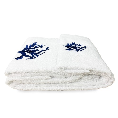 SET serviettes CORALLO BLU coton pur Made in Italy