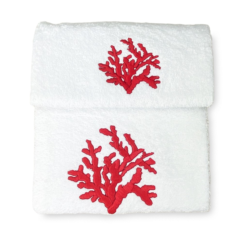 RED CORAL towel set pure cotton Made in Italy