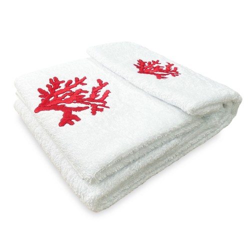 SET de serviettes CORAL ROUGE coton pur Made in Italy