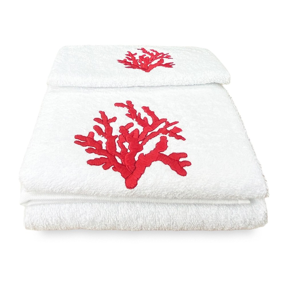 SET asciugamani CORALLO ROSSO puro cotone Made in Italy