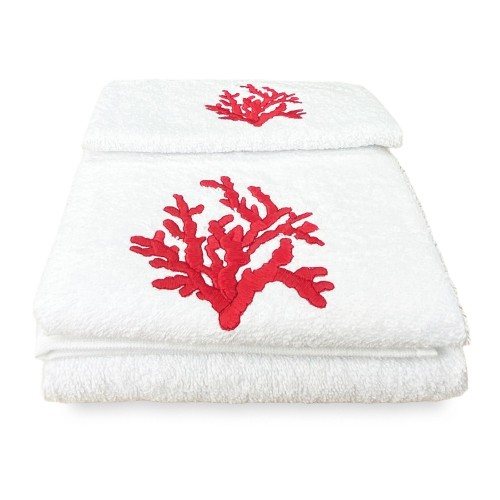 RED CORAL Handtuchset aus reiner Baumwolle Made in Italy