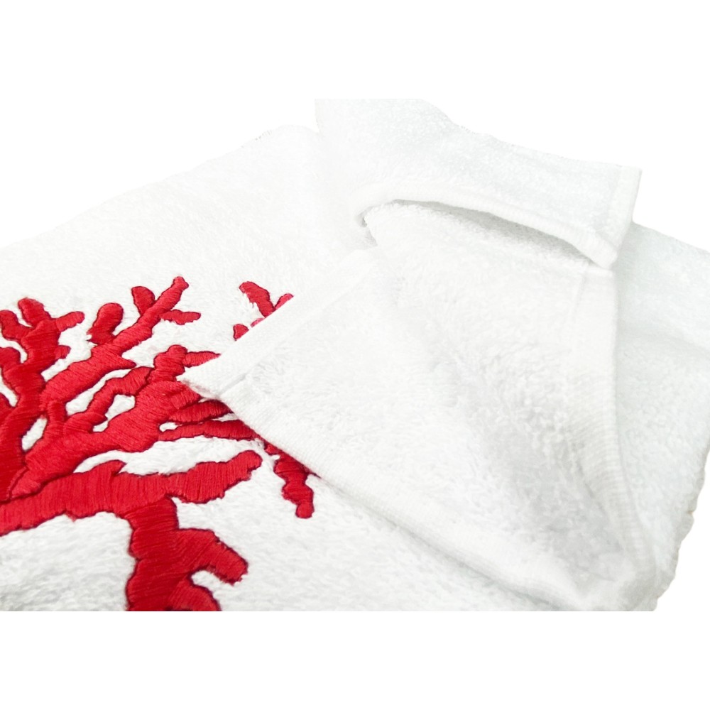 RED CORAL towel set pure cotton Made in Italy