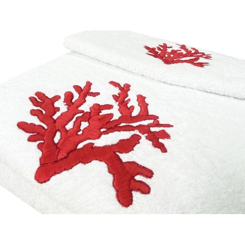RED CORAL towel set pure cotton Made in Italy