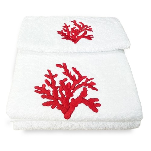 RED CORAL towel set pure cotton Made in Italy