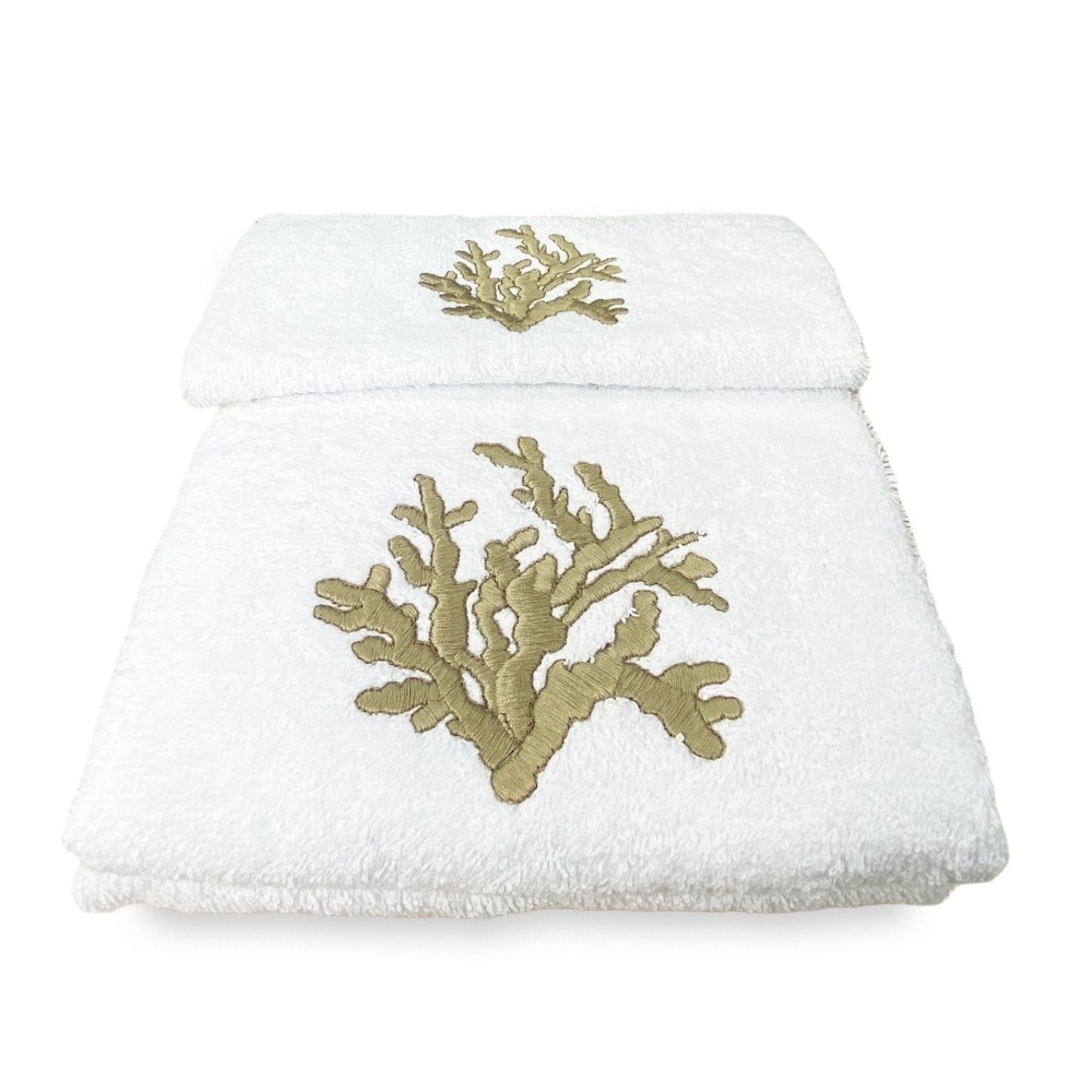 SET asciugamani CORALLO BEIGE puro cotone Made in Italy