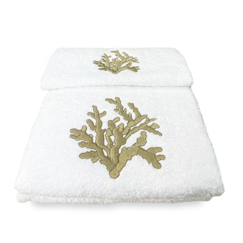SET asciugamani CORALLO BEIGE puro cotone Made in Italy