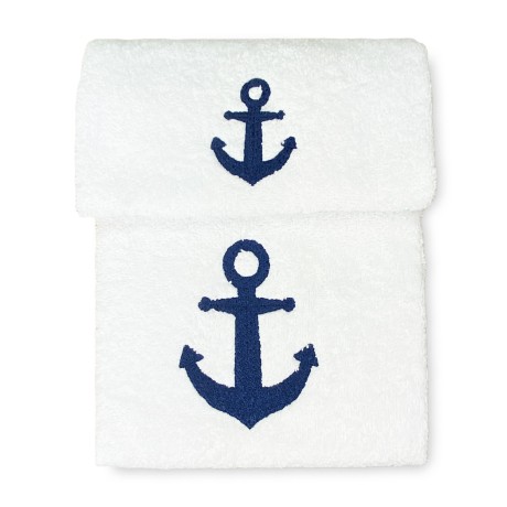 ANCHOR BLUE pure cotton towel set Made in Italy
