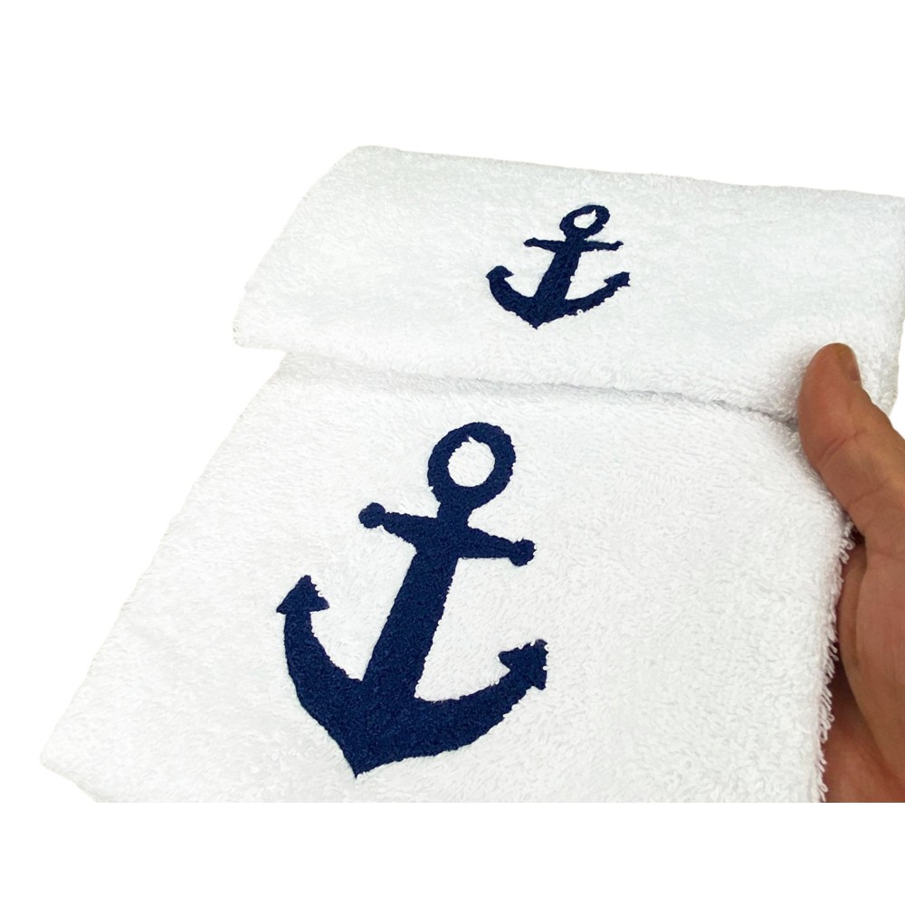ANCHOR BLUE Handtuchset aus reiner Baumwolle Made in Italy