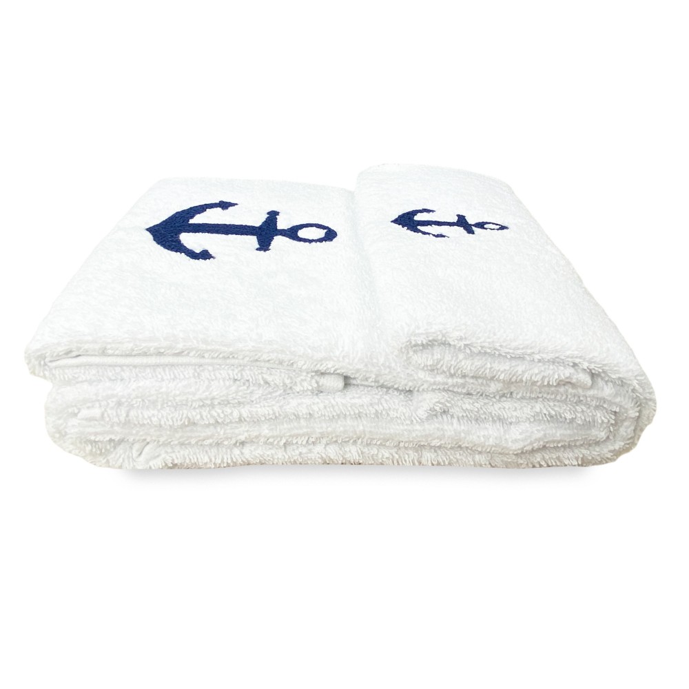 SET serviettes ANCORA BLU coton pur Made in Italy