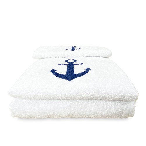 SET serviettes ANCORA BLU coton pur Made in Italy