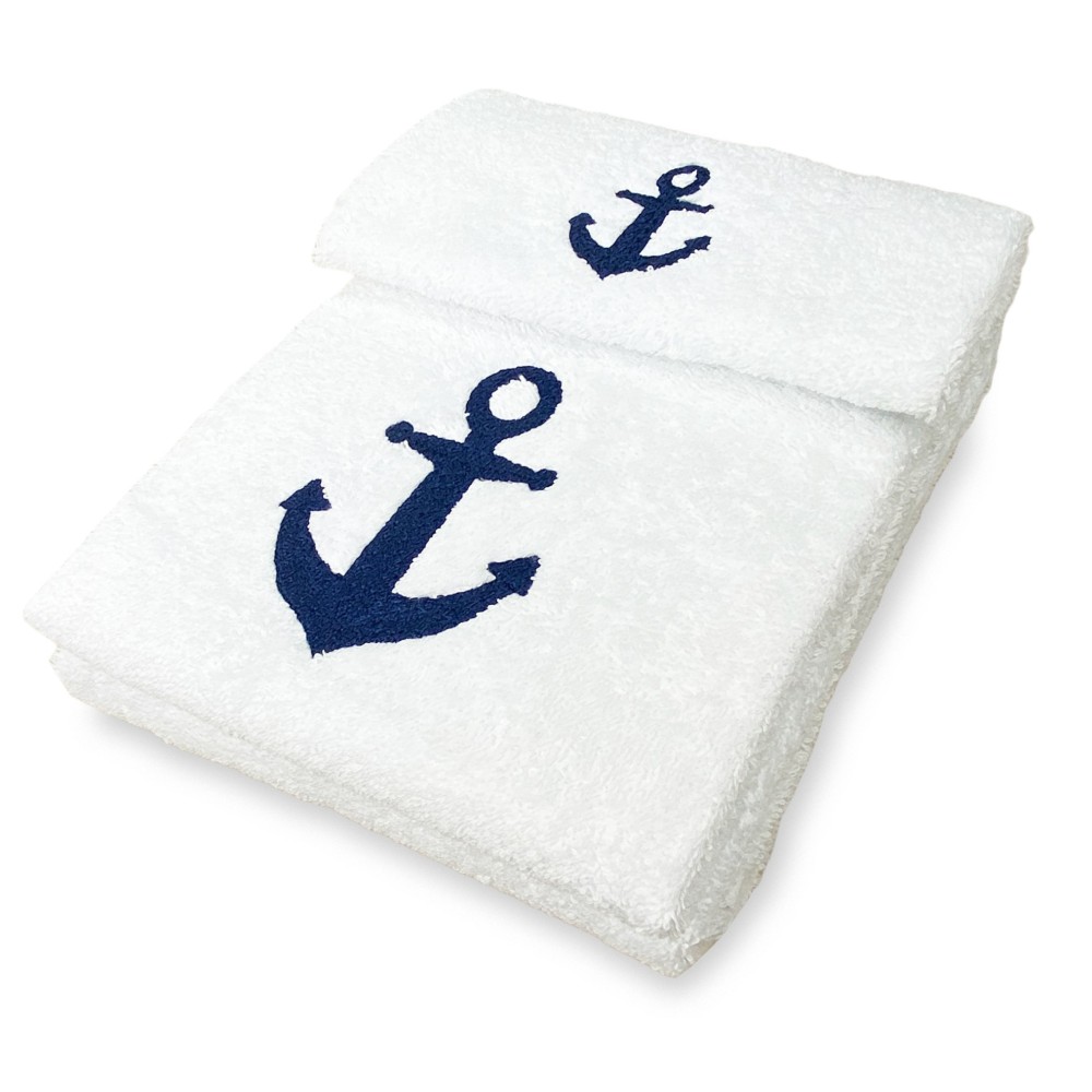 ANCHOR BLUE Handtuchset aus reiner Baumwolle Made in Italy