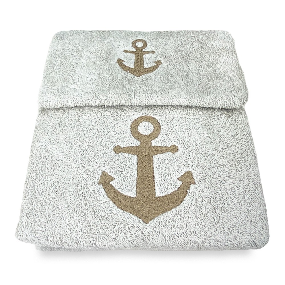 ANCHOR TOWEL SET HAZELNUT pure cotton Made in Italy